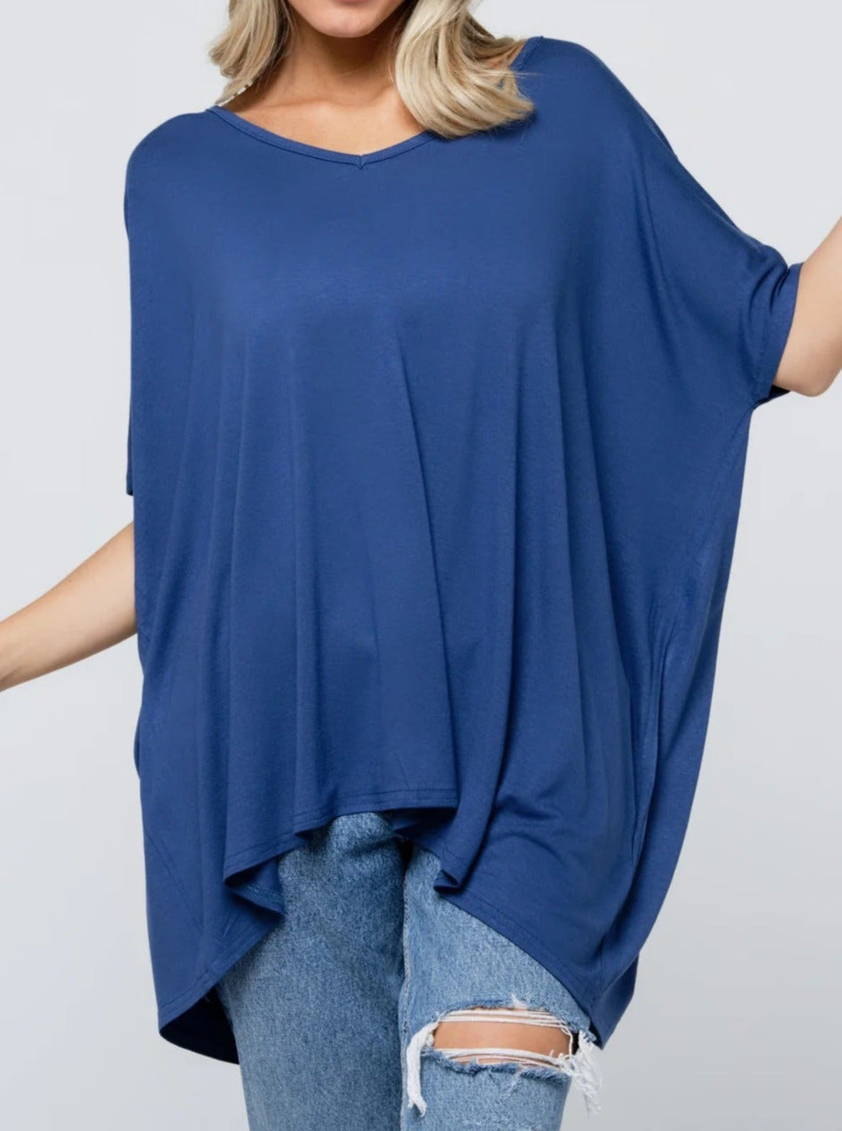 t-shirt de grossesse oversize col V bleu firmaman